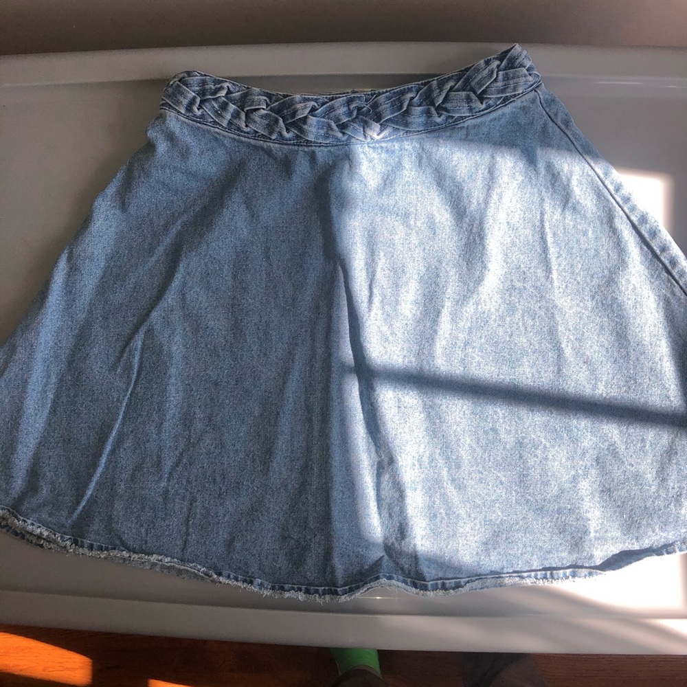 Denim skirt- fit and flare with braid detail